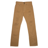 Signature 5 Pocket Jeans - Damaged and Repaired Khaki